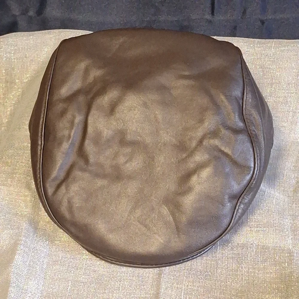 Vintage Newsboy Brown Leather Hat Cap Fitted L XL Peaky Flat Cap Cab Driver Mens